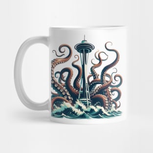 Kraken Attacking the Space Needle | Seattle Kraken Mug